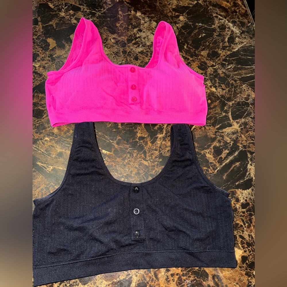 Women’s Crop Tank Bralette Duo - Hot Pink & Black gently used size M